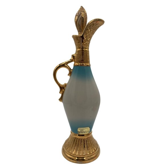 Vintage Jim Beam Gold & Blue Floral Decanter 18" 1963 Porcelain Collectible - Picture 10 of 13